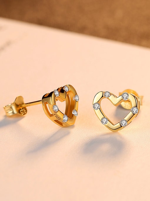 CCUI 925 Sterling Silver With Heart-shaped Stud Earrings 2