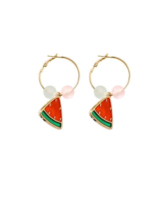 Girlhood Alloy With Rose Gold Plated Cute Colored Beads Ring  Friut Clip On Earrings 4