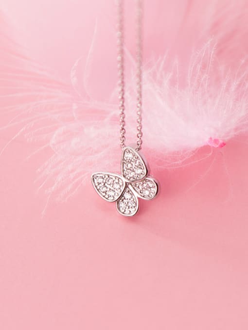 Rosh 925 Sterling Silver With Platinum Plated Simplistic Butterfly Necklaces 0