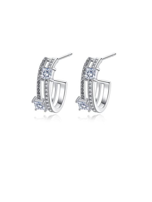 Platinum Copper With Platinum Plated Luxury Geometric Stud Earrings