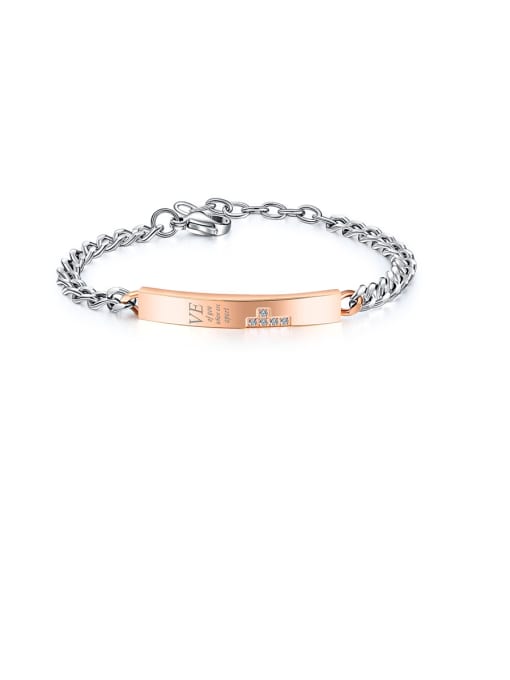 1019-rose Stainless Steel With Platinum Plated Simplistic Geometric Bracelets