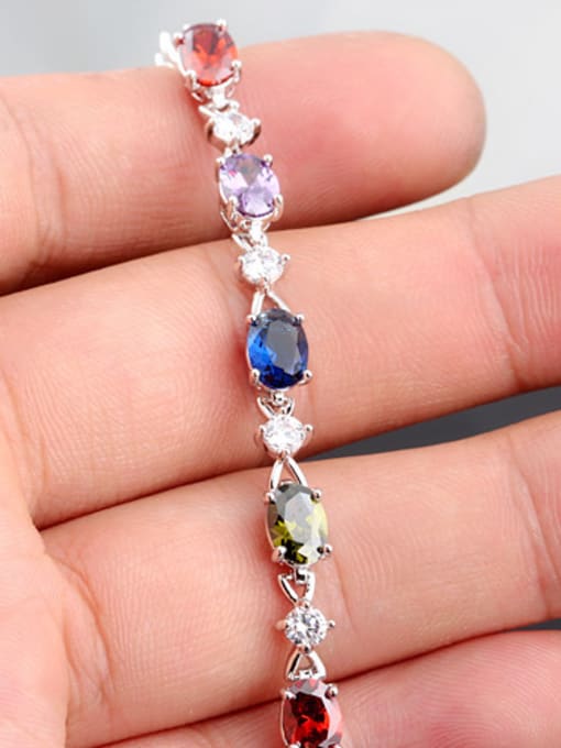 multi-color Colorful Zircon Ladies And European And The United States Platinum Plated Anti Allergy Bracelet
