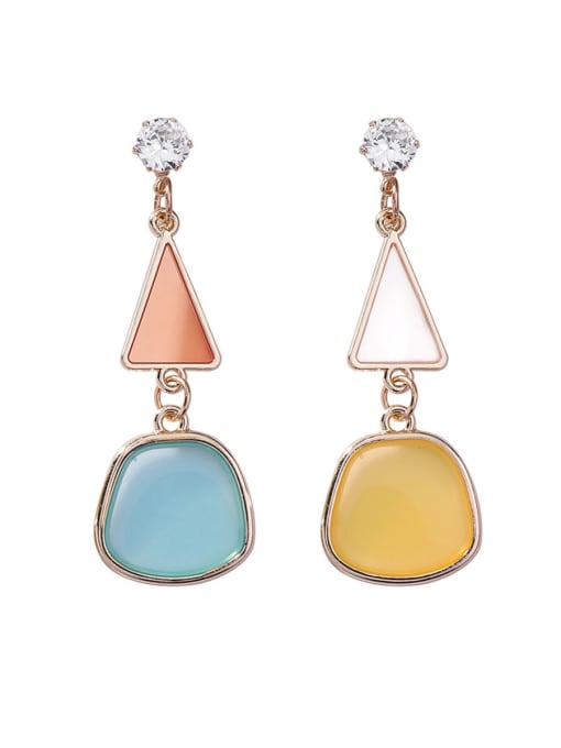 Girlhood Alloy With Rose Gold Plated Simplistic Geometric Drop Earrings 0