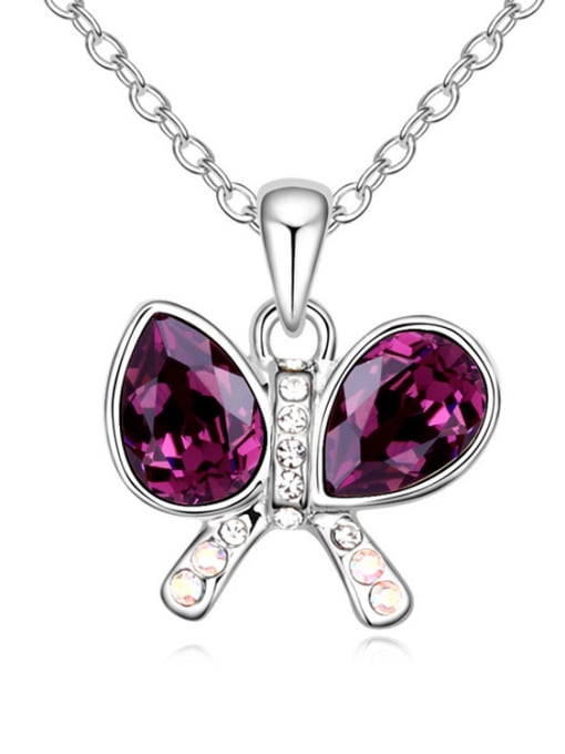 Purple austrian Elements Crystal Necklace Jiaoutiancheng bow crystal pendant Pendant with Zi