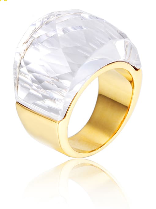 White Gold Stainless Steel With Gold Plated Trendy Geometric Party Multistone Rings