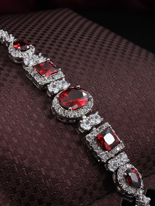 SANTIAGO Exquisite Red Zircon Platinum Plated Copper Bracelet 1
