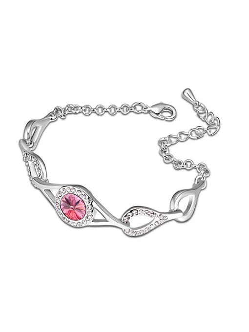 pink Fashion Cubic austrian Crystals Alloy Platinum Plated Bracelet