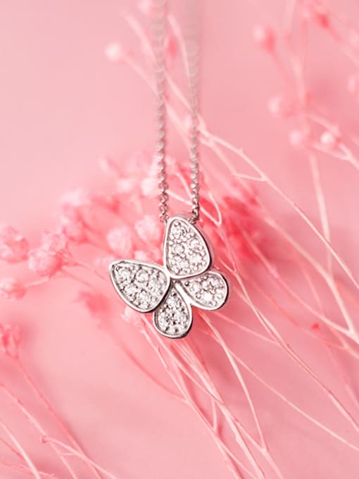 Rosh 925 Sterling Silver With Platinum Plated Simplistic Butterfly Necklaces 1