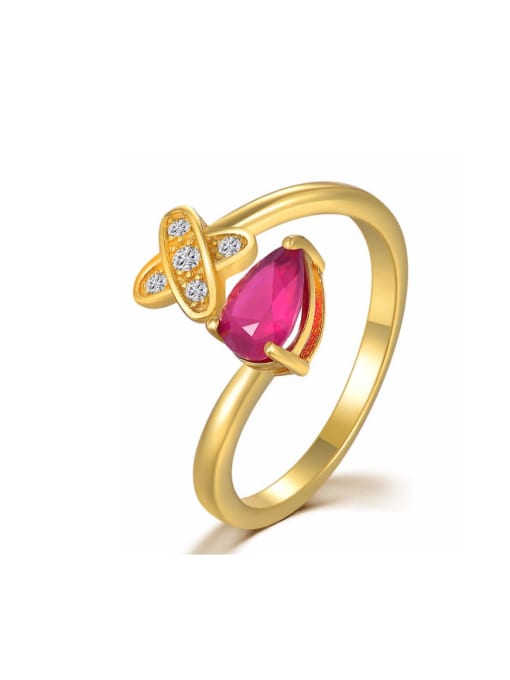 ZK Natural Ruby Cross Noble Opening Ring 0