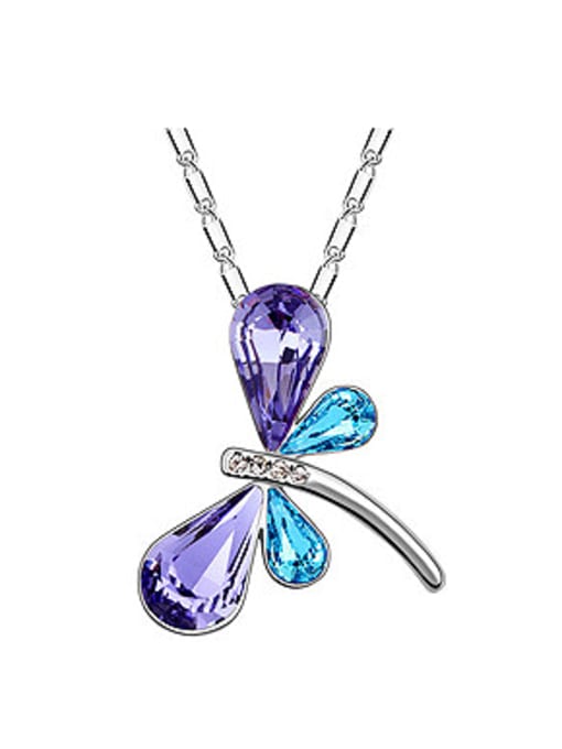QIANZI Fashion Dragonfly austrian Crystals Pendant Alloy Necklace 0