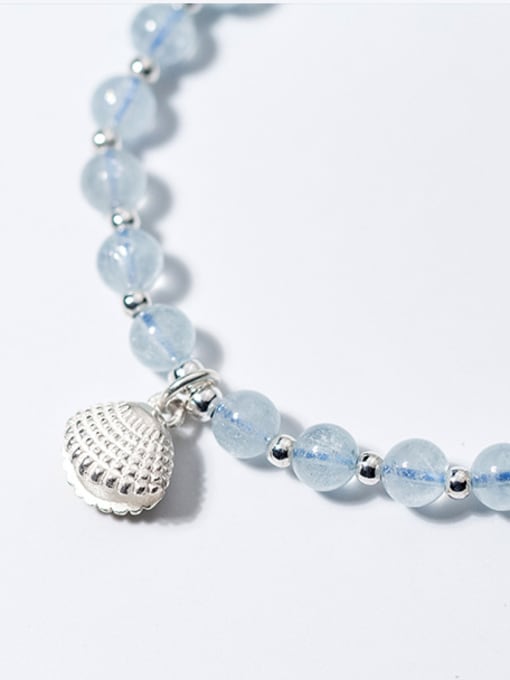 Rosh Temperament Blue Shell Shaped Crystal S925 Silver Bead Bracelet 1