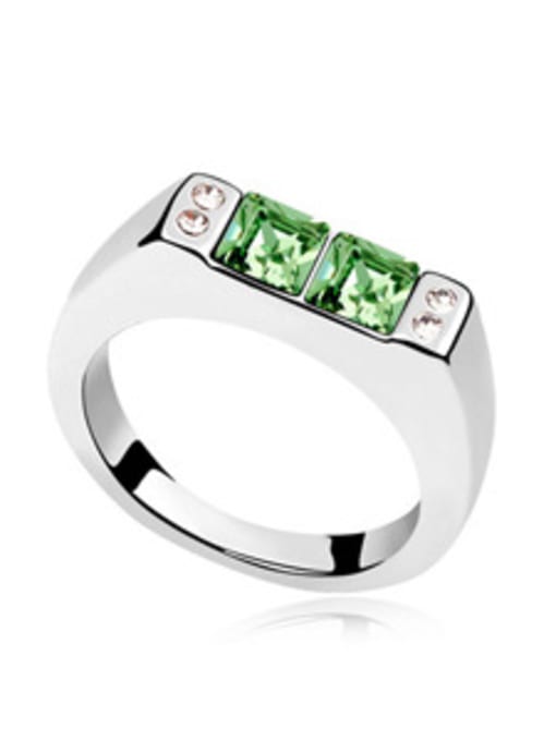 QIANZI Simple Little Square austrian Crystals Alloy Ring 4