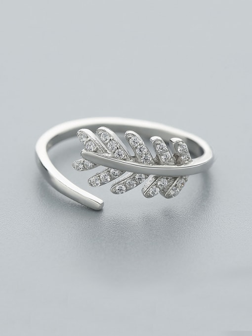 One Silver Women Fresh Leaf Shaped Ring 0