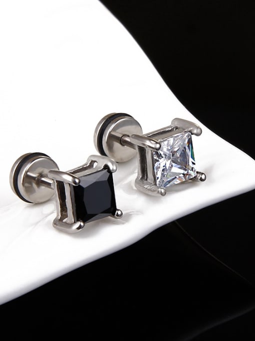 BSL Stainless Steel With Fashion Square Stud Earrings 1