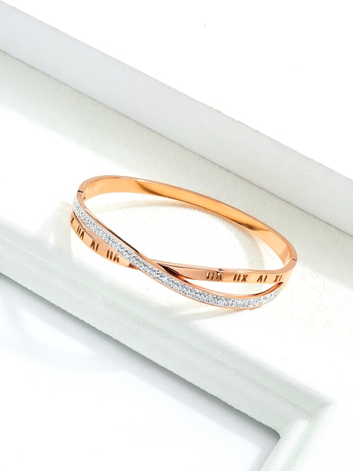 Open Sky Stainless Steel With Rose Gold Plated Personality Irregular Bangles 3
