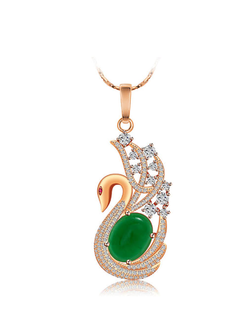 XP Copper Alloy Rose Gold Plated Creative Swan Zircon Necklace 0