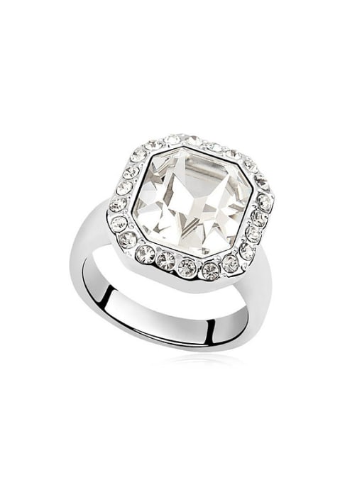 White Fashion austrian Crystal Alloy Platinum Plated Ring