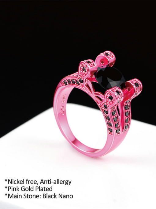 pink Creative Pink Double Layer Zircon Copper Ring