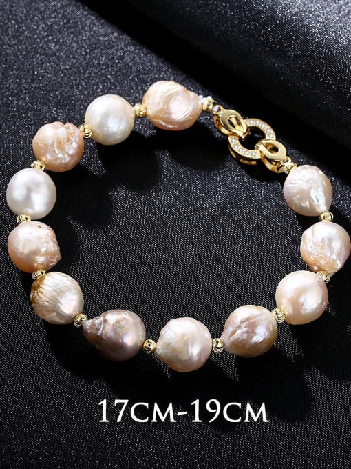 17cm-19cm Pure silver plating 18K-gold Baroque natural pearl bracelet