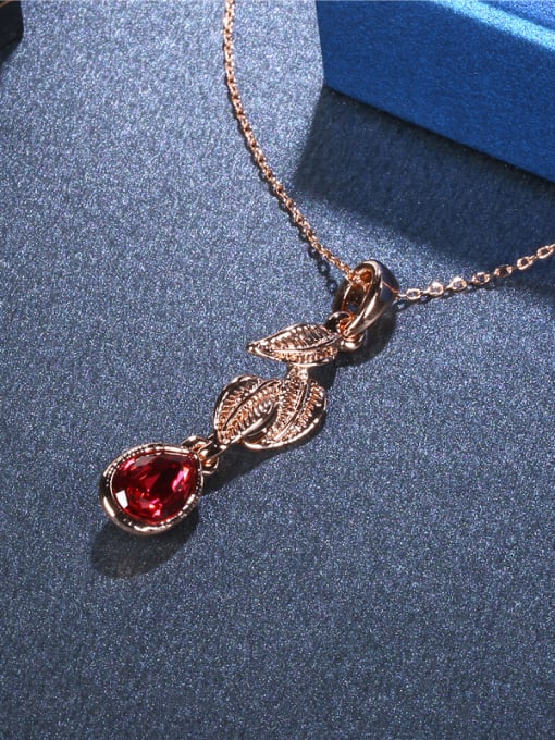 Rose Gold Women Elegant Water Drop Glass Necklace