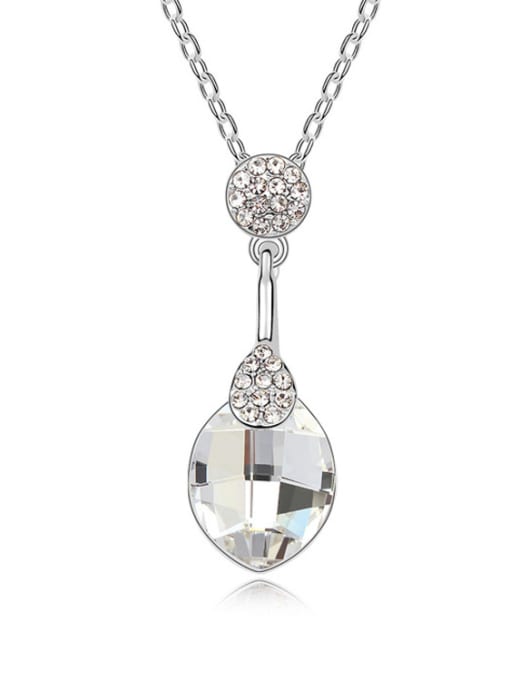 White Simple Oval austrian Crystals Alloy Necklace