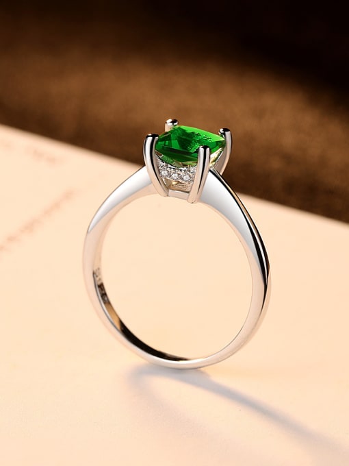 CCUI Sterling Silver Emerald Classic Ring 0