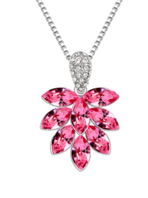pink Fashion Marquise austrian Crystals Flowery Pendant Alloy Necklace
