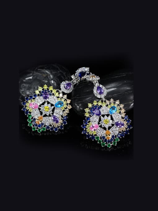 Colour Exaggerate Colorful Flower Drop Chandelier earring