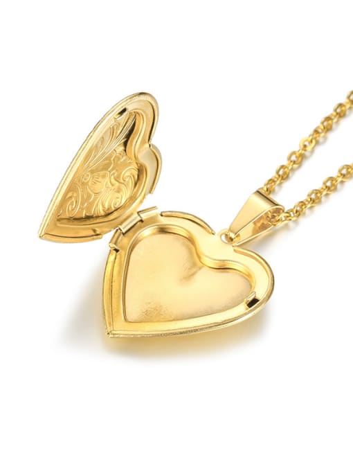 CONG Stainless Steel With Gold Plated Simplistic Heart Necklaces 3