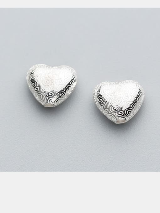 FAN 925 Sterling Silver With Silver Plated Simplistic Heart Charms