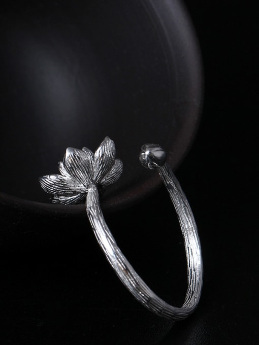 SILVER MI Flower Double Color Opening Ring 2
