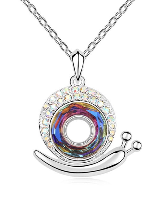 multi-color Fashion austrian Crystals Little Snail Pendant Alloy Necklace