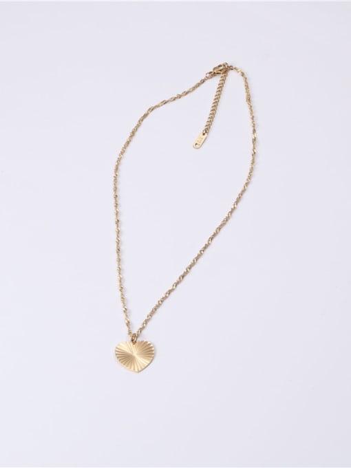 GROSE Titanium With Gold Plated Simplistic Heart Pattern  Locket Necklace