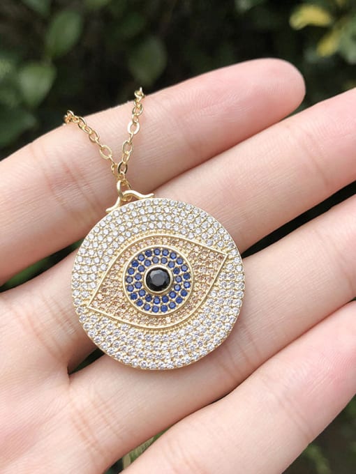 ROSS Copper With  Cubic Zirconia Trendy Evil Eye Necklaces 3
