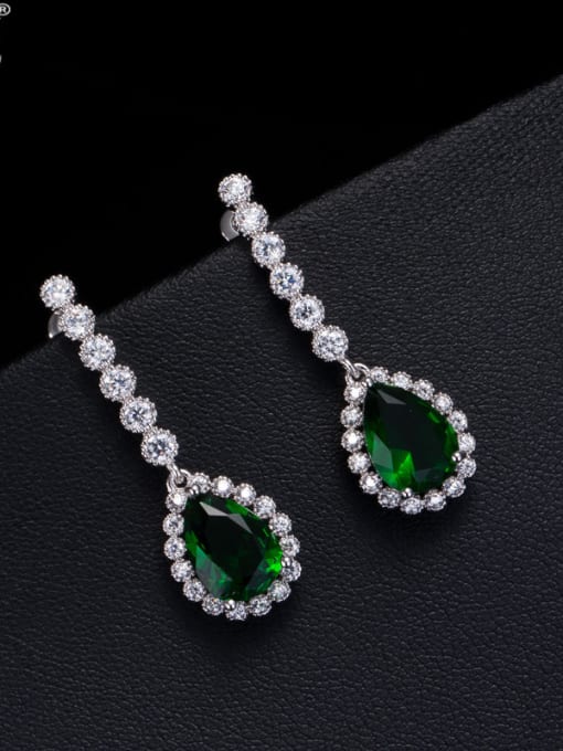 Green Wedding Water Drop Cluster earring