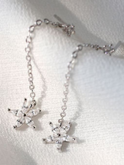 platinum Fashion Marquise Zircon-studded Little Flower Silver Drop Earrings