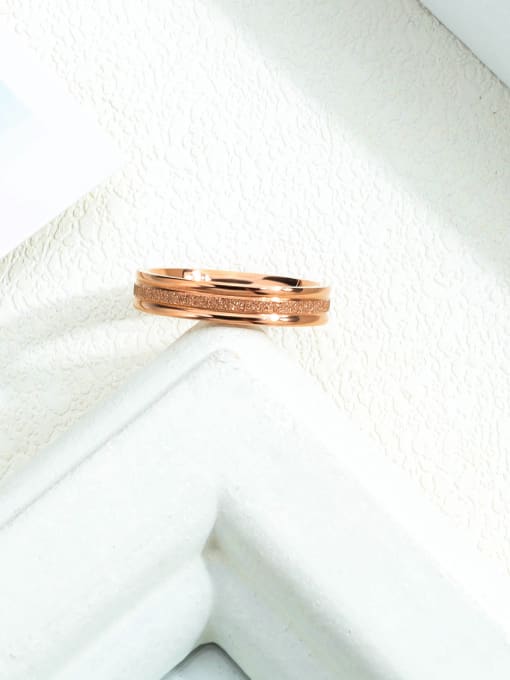 Open Sky Stainless Steel With Rose Gold Plated Simplistic Round Band Rings 4