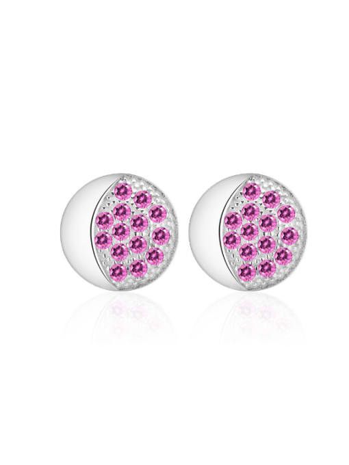 kwan Round-shape Micro Pave Pink Crystal Stud Earrings 0