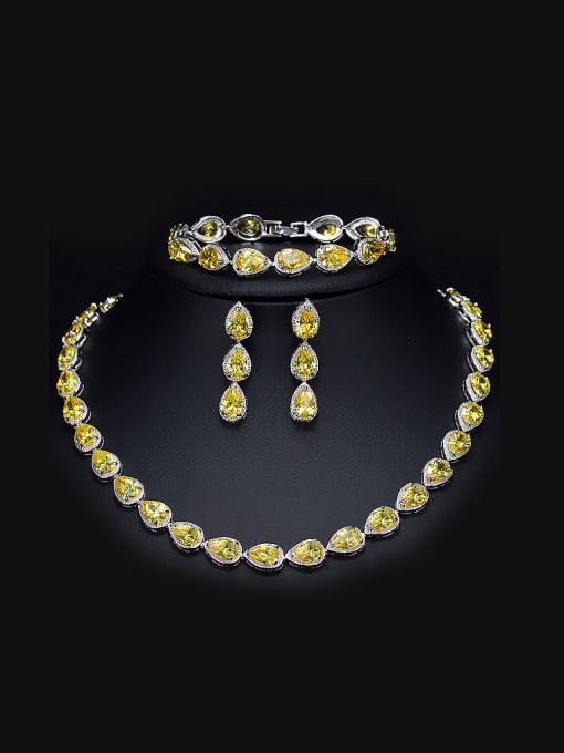Yellow Noble Wedding Two Pieces Jewelry Set