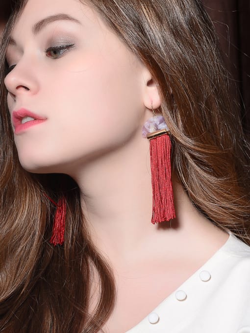 KM Fan-shape National Style Tassel Drop Earrings 3