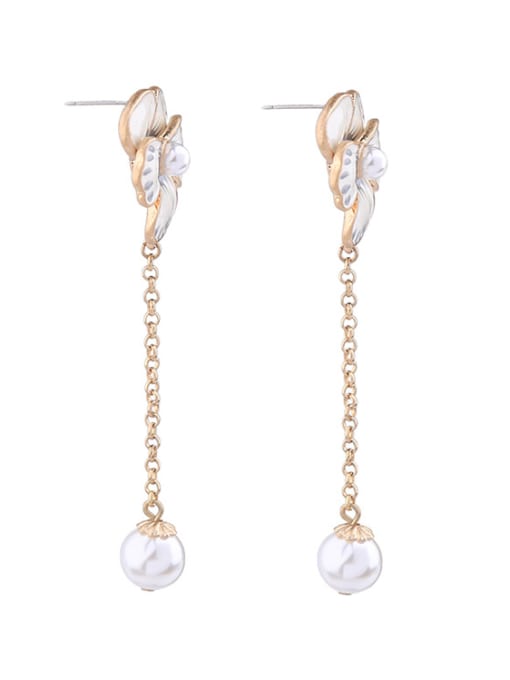 KM Flower Artificial Pearls Drop Chandelier earring 1