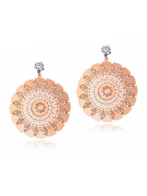 Open Sky Stainless Steel With Rose Gold Plated Exaggerated Peacock screen Stud Earrings 0