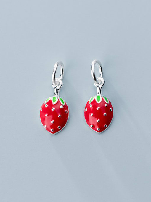 FAN 925 Sterling Silver With Platinum Plated Personality Friut Strawberry  Charms 2