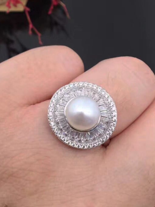 EVITA PERONI 2018 Fashion Freshwater Pearl Zircon Ring 0