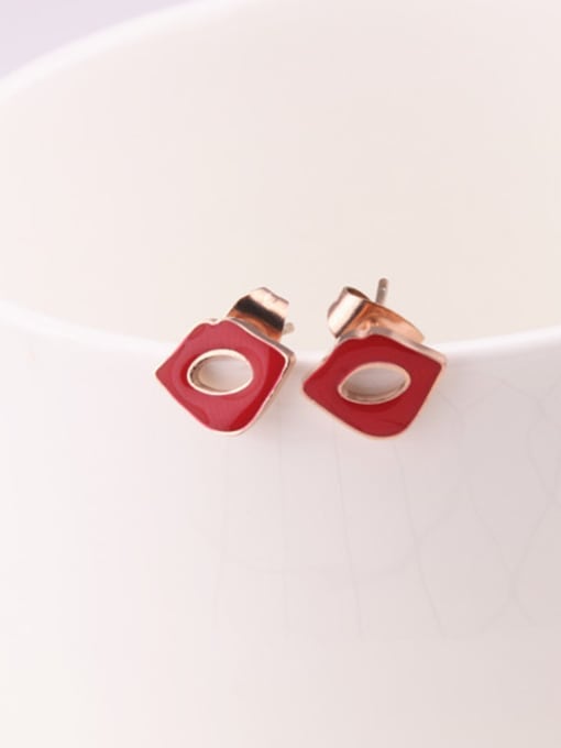 GROSE Red Enamel Fashion Stud Earrings