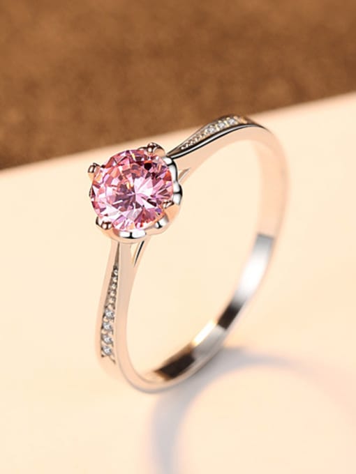 pink Pure silver color Zricon fashion wedding ring