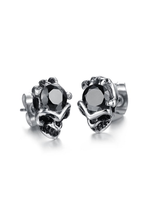 Open Sky Personalized Tiny Skull Rhinestones Stud Earrings 0
