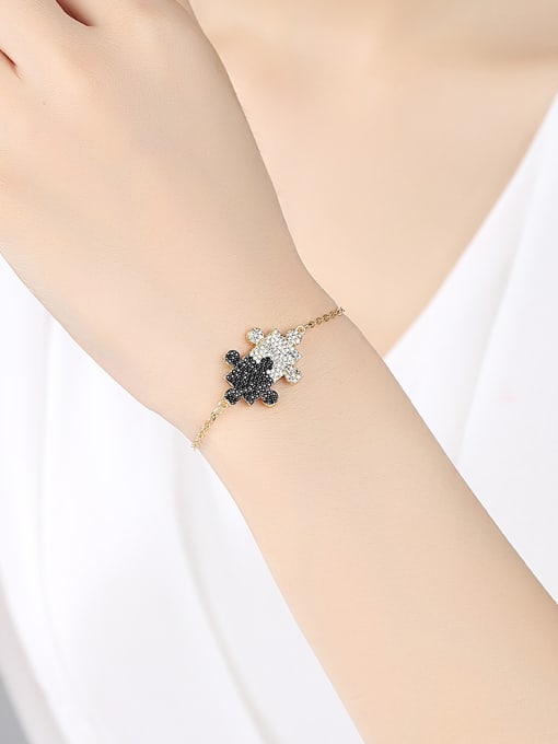 BLING SU Copper inlaid AAA zircons black and white double color puzzle Bracelet 1