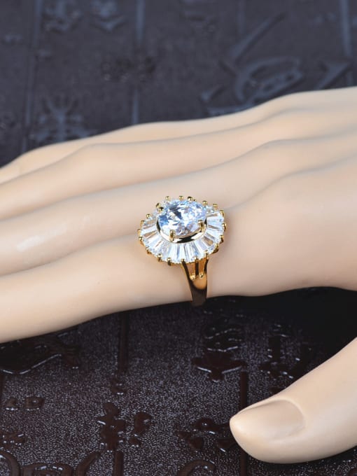 Wei Jia Fashion White Zircon-covered Copper Ring 1