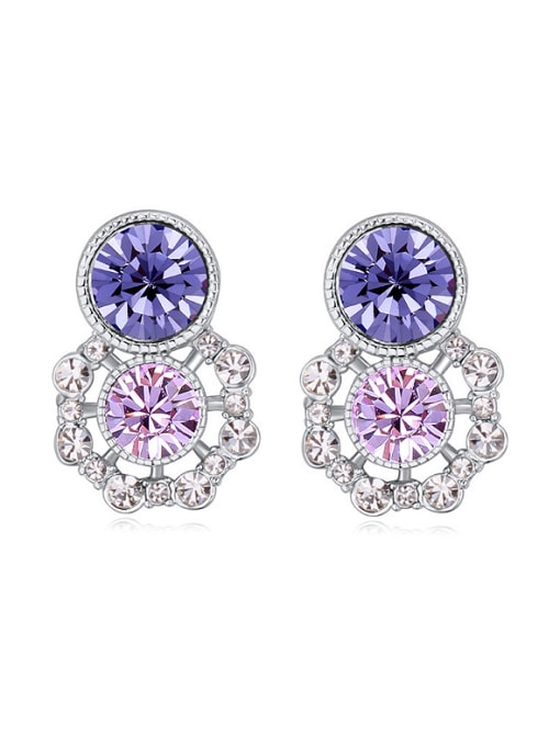 purple Fashion Shiny austrian Crystals-covered Alloy Earrings